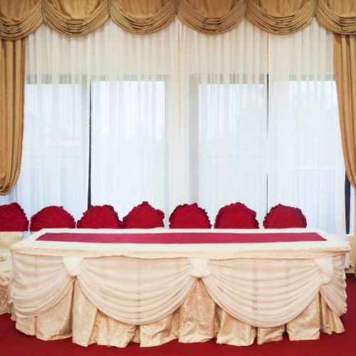 Wedding table set up in a restaurant